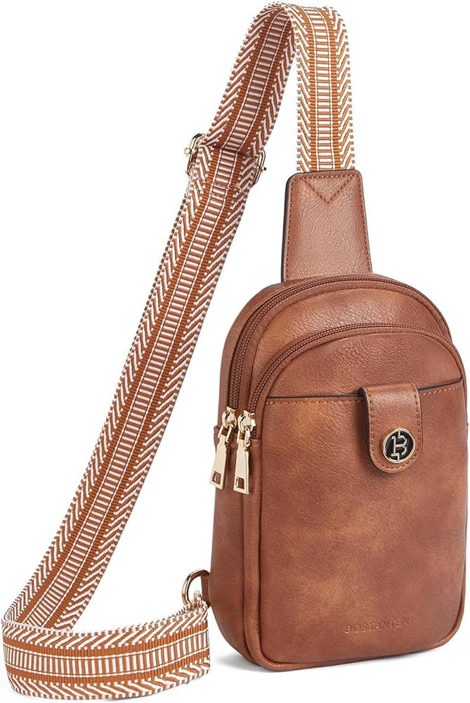 BOSTANTEN Small Sling Bag Crossbody Bags for Women Trendy Crossbody Purse Leather Chest Bag | Amazon (US)