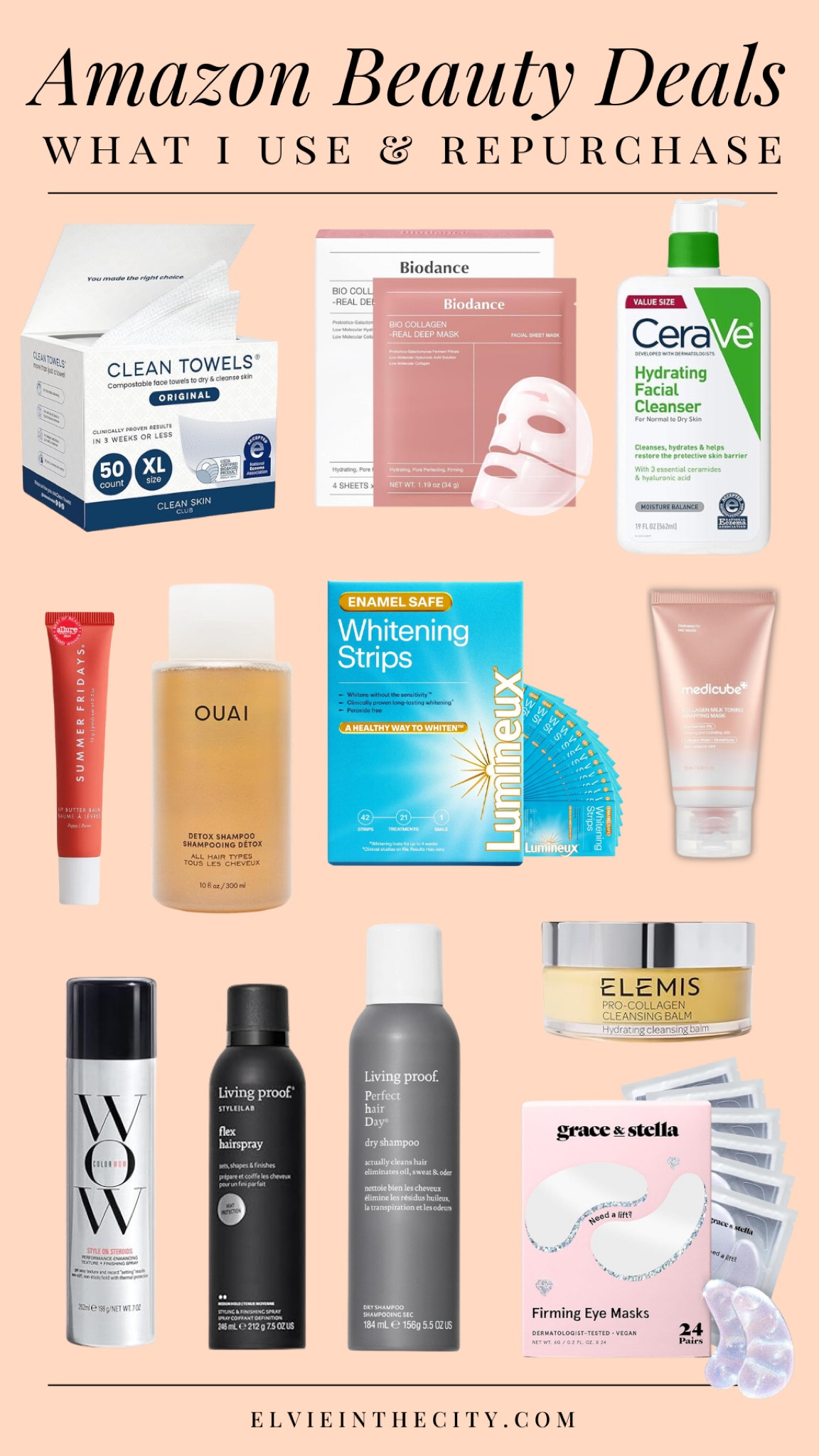 Amazon beauty deals that I use and repurchase include disposable facial towels, Biodance masks CeraVe facial cleanser, Summer Fridays lip butter, Quai detox shampoo, Luminex teeth whitening strips, Medicube collagen mask, Color Wow texture spray, Living Proof hairspray and dry shampoo, Elemis cleansing balm and Grace and Stella firming eye masks. 

Prime day deals, beauty mist haves, over 40, over 50

#LTKBeauty #LTKSaleAlert #LTKmorningroutine