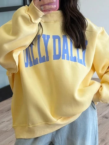 "DILLY DALLY" Mock Neck Sweatshirt | Canary | Shop Talulah