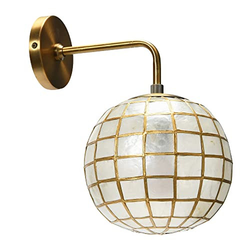 Creative Co-Op DF4647 Metal Princess Capiz Wall Lamp Sconce, Brass | Amazon (US)