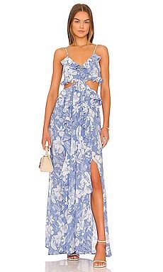ASTR the Label Palace Dress in Blue & White Floral from Revolve.com | Revolve Clothing (Global)