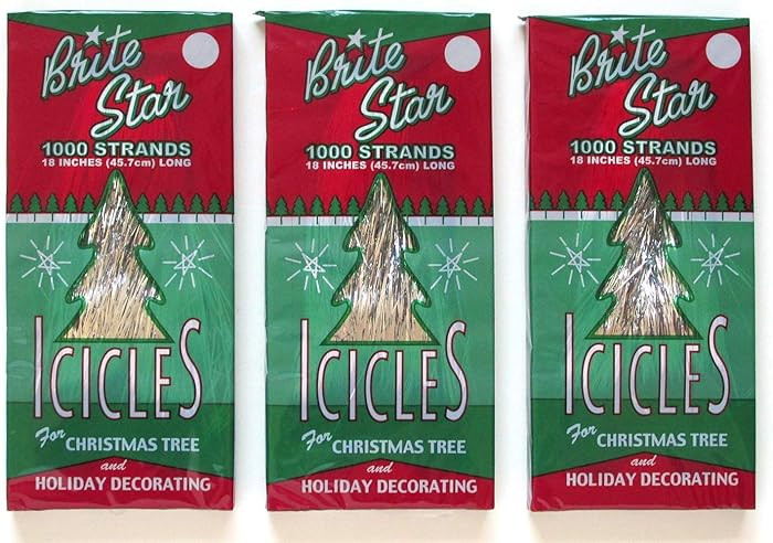 Brite Star Tinsel Icicles, Silver, 3 Packages, 1000 count each | Amazon (US)