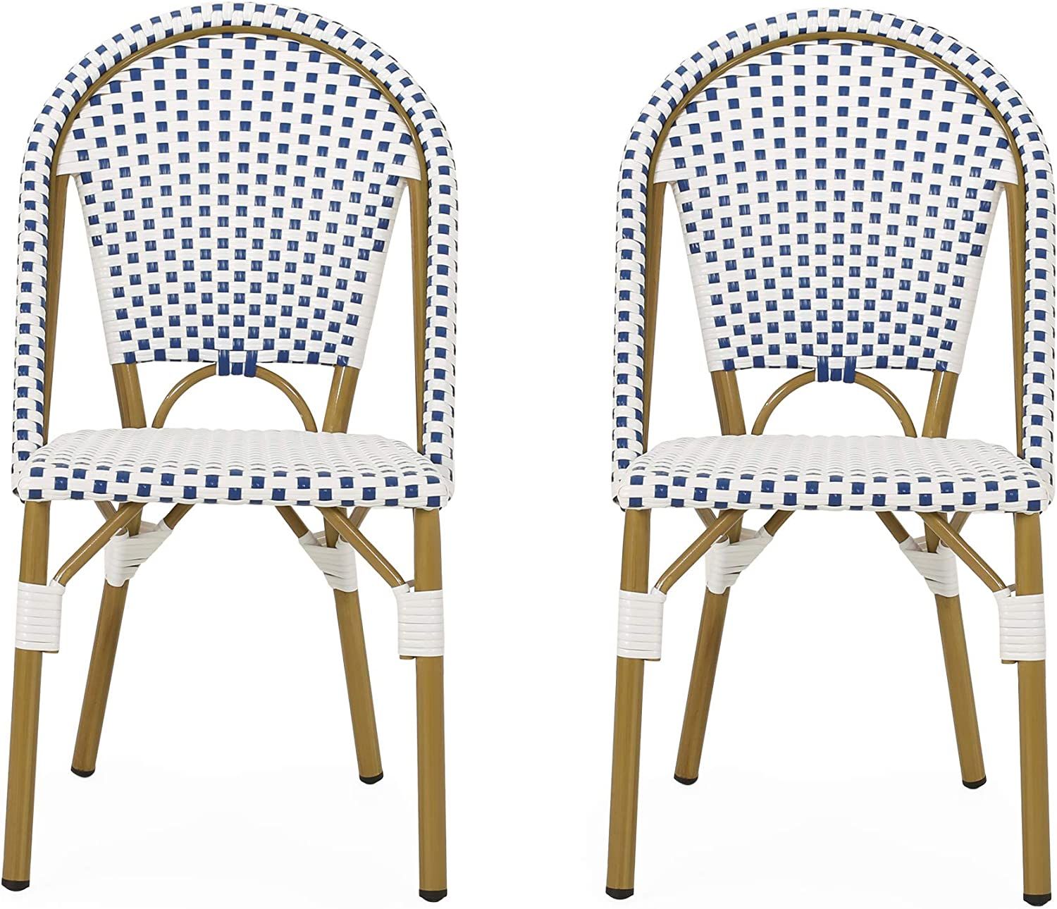 Christopher Knight Home 313252 Philomena Outdoor French Bistro Chair (Set of 2), Blue + White + B... | Amazon (US)