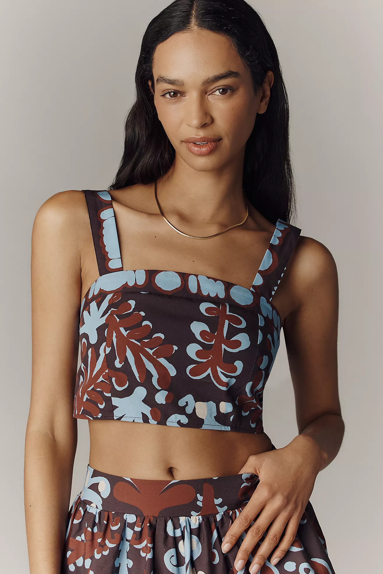 Maeve Cotton Printed Crop Top | Anthropologie (US)