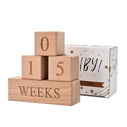 Baby Monthly Milestone Blocks - Handcrafted Wooden Number Blocks for Milestones - Days, Weeks, Months, Years - Ideal for Newborn Photos & First Year Memories | Amazon (US)