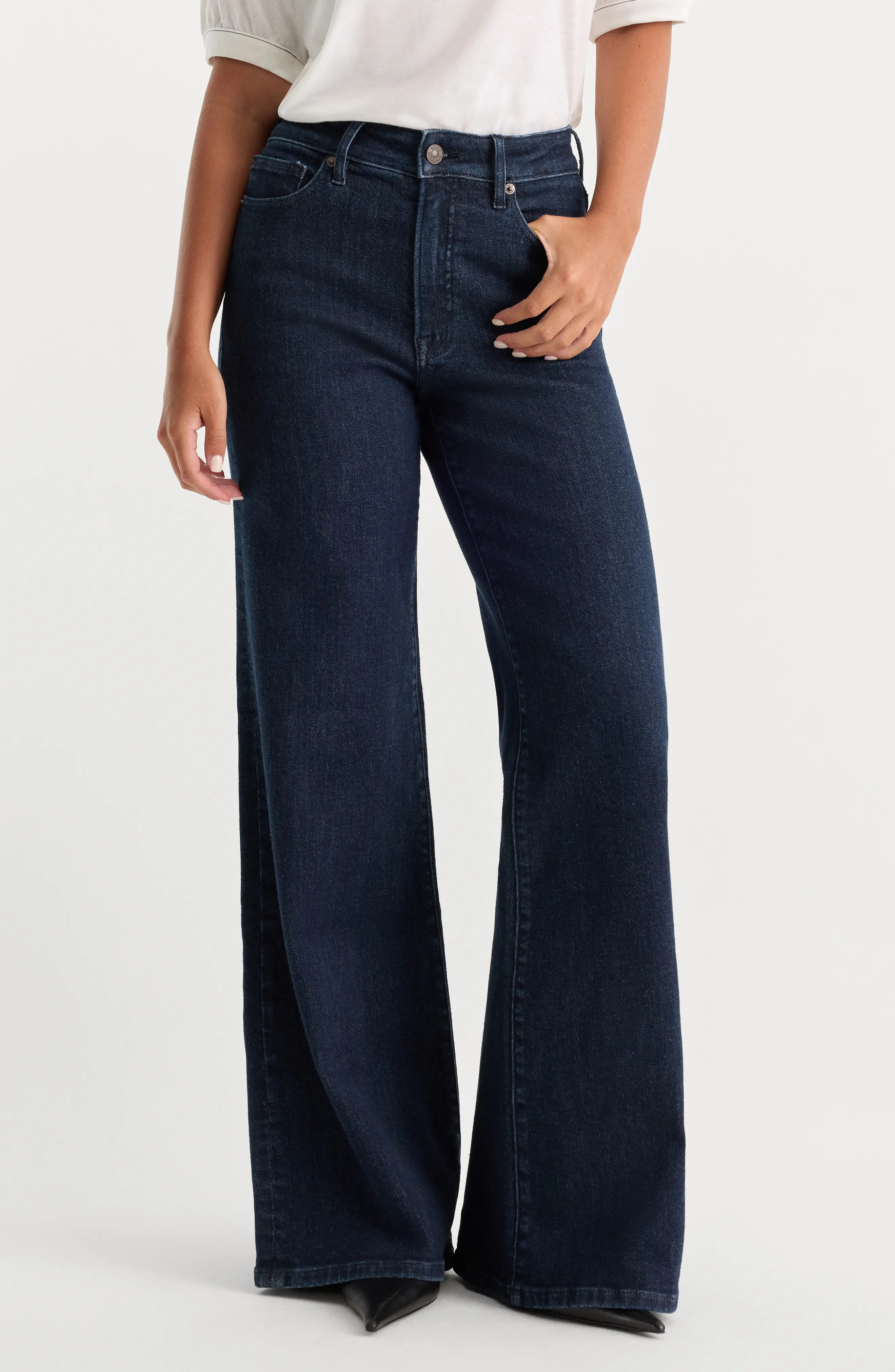 Good American Good Waist High Waist Wide Leg Palazzo Jeans (Women) | Nordstrom | Nordstrom