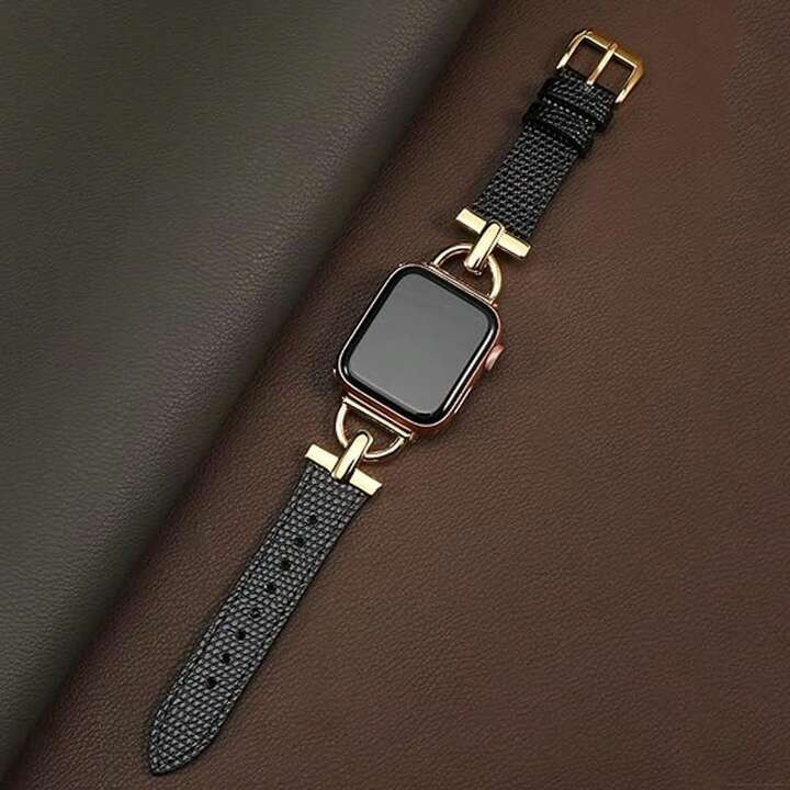 1pc Black Fashionable D-Letter Gold Metal Decor Soft Leather Watch Band, Fits For Women Watch Ult... | SHEIN