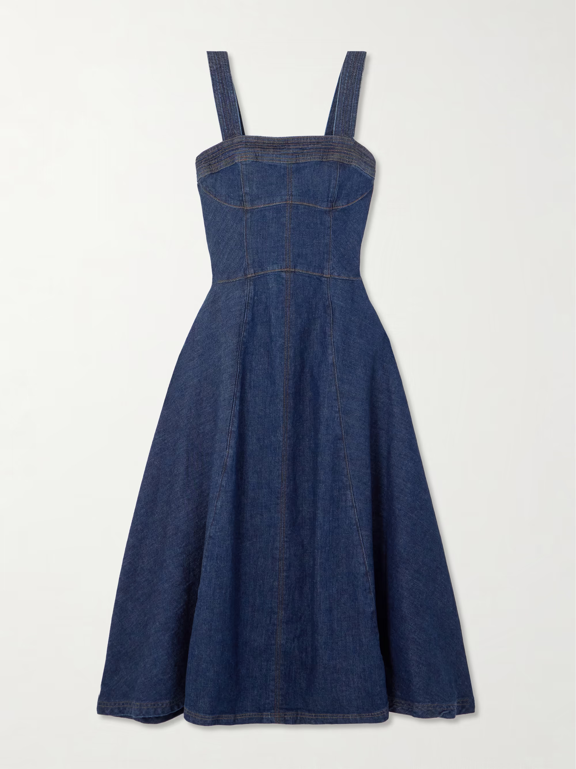 Cici paneled organic denim midi dress | NET-A-PORTER (US)