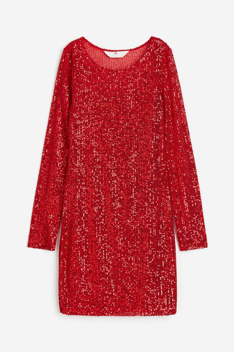 Lace dress - Red/Sequins - Kids | H&M GB | H&M (UK, MY, IN, SG, PH, TW, HK)