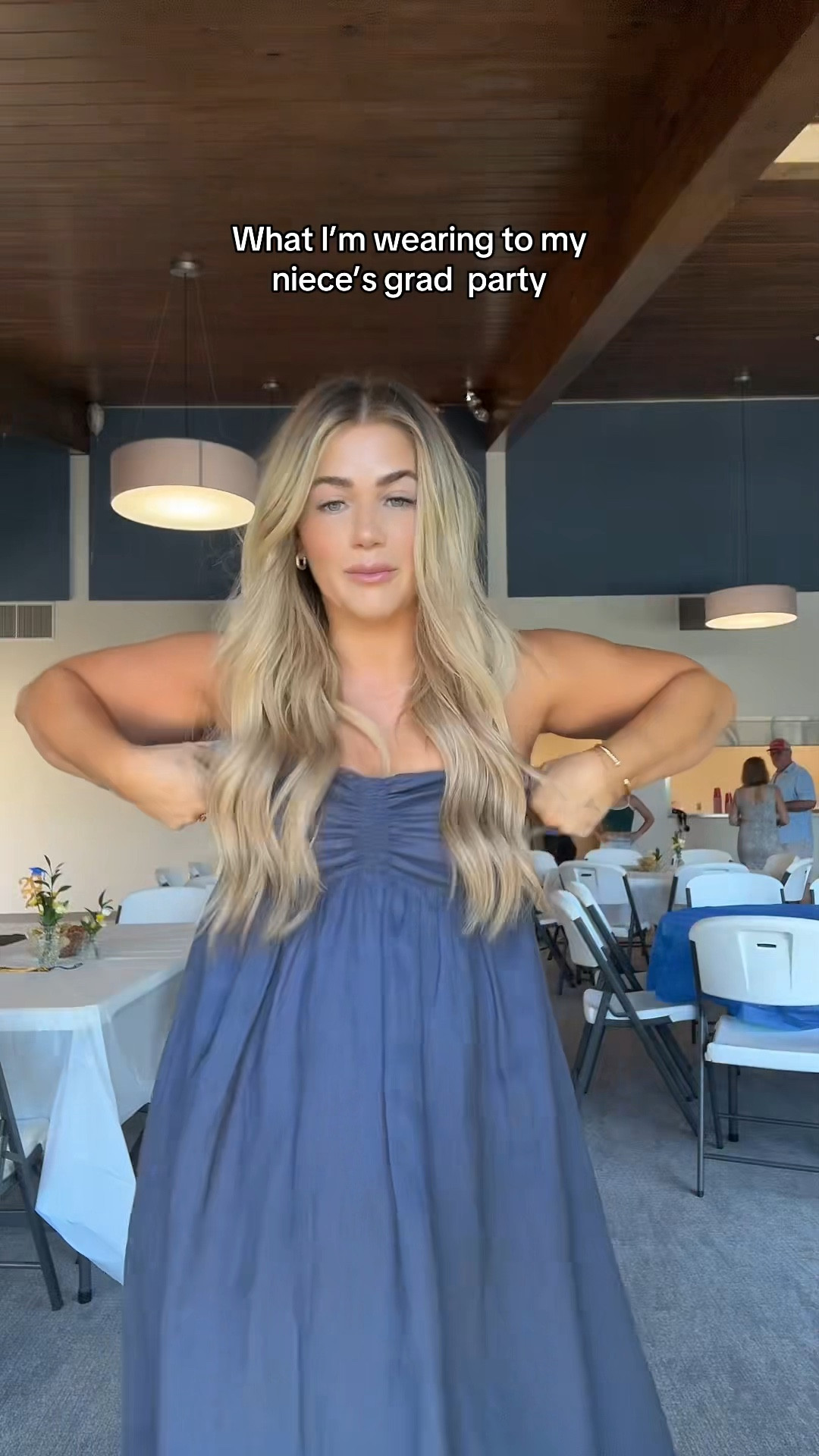 Such an easy dress for summer! I’m wearing a size large :) 