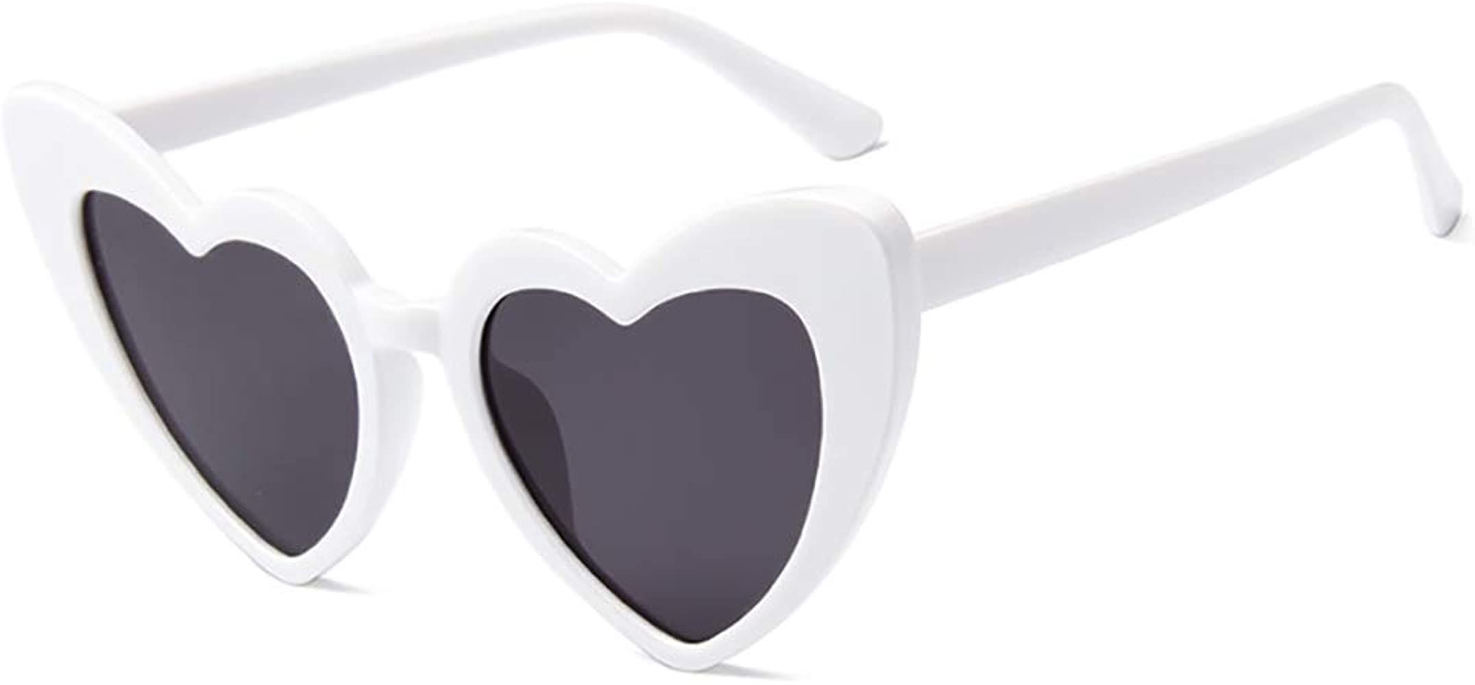 JUSLINK Heart Shaped Sunglasses for Women,Vintage Cat Eye Mod Style Retro Kurt Cobain Glasses | Amazon (US)