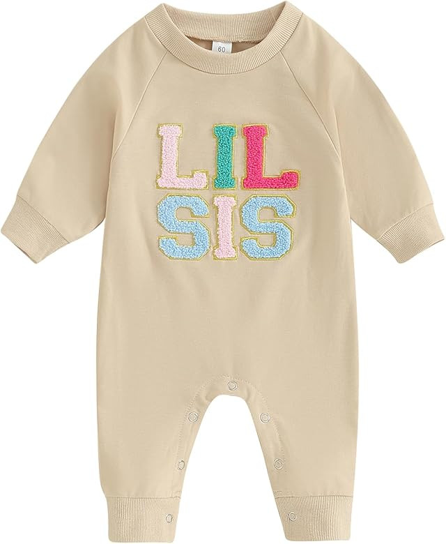 LXXIASHI Little Sister Onesie Newborn Outfit Baby Girl Jumpsuit Lil Sis Sweatshirt Romper Long Sl... | Amazon (US)