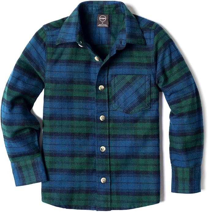 CQR Kids Little Boys Girls Baby Plaid Flannel Shirt Long Sleeve, All-Cotton Soft Brushed Casual B... | Amazon (US)