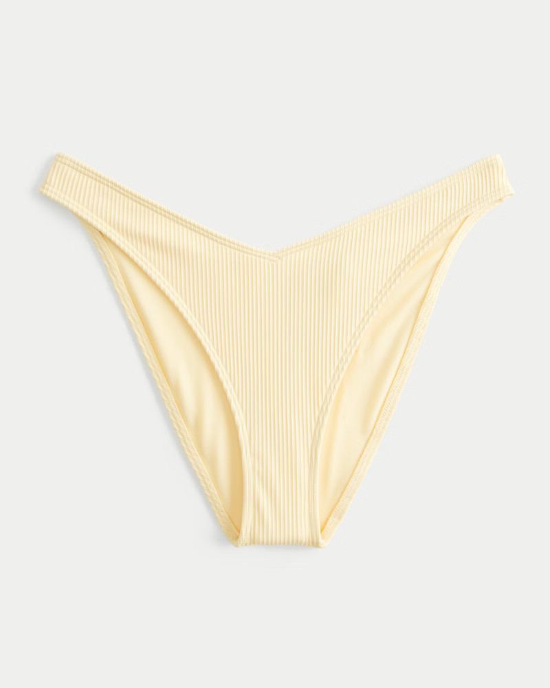 Ribbed High-Leg V-Waist Cheeky Bikini Bottom | Hollister (US)