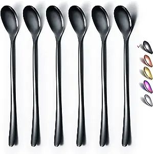 Black Long Handle Spoon, Coffee Stirrers, Premium Stainless Steel Coffee Spoons, Ice Tea Spoons, ... | Amazon (US)