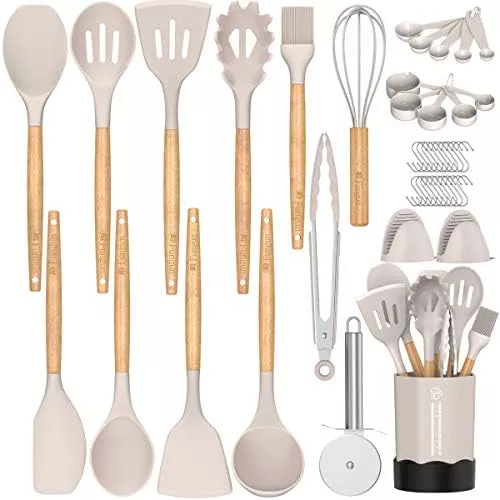 White & Gold Kitchen Tools and Gadgets - Luxe 8PC Cooking Tools and Gadgets  with Anti-Slip Handles, Gold Utensils Set, Gold Kitchen Accessories and  White Kitchen Utensil Set,Premium Kitchen Gadget Set 