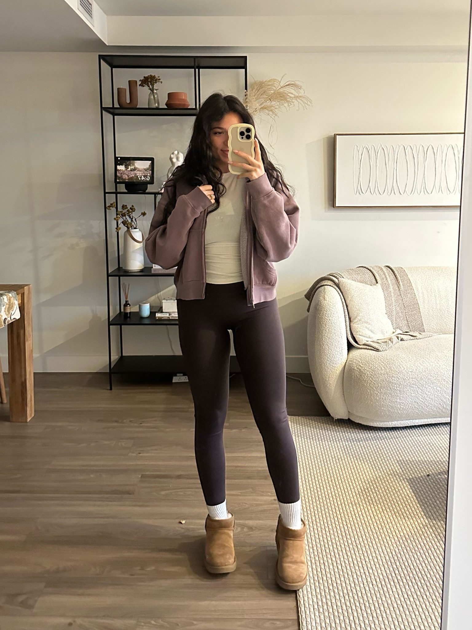 Athleisure 
Aritzia zip up, skims tee, lululemon leggings, ultra mini Uggs 


#LTKstyletip #LTKSeasonal #LTKshoecrush