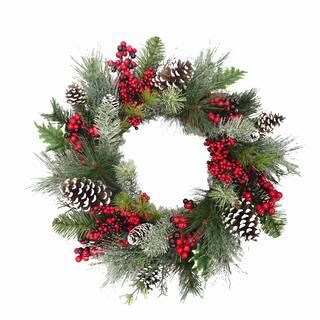 24" Frosted Pinecone & Mixed Berry Christmas Wreath by Ashland® | Michaels Stores