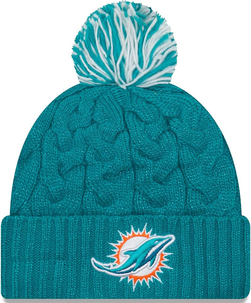 New Era Women's NFL Official Cozy Cable Knit Cuff Pom Beanie Hat | Amazon (US)
