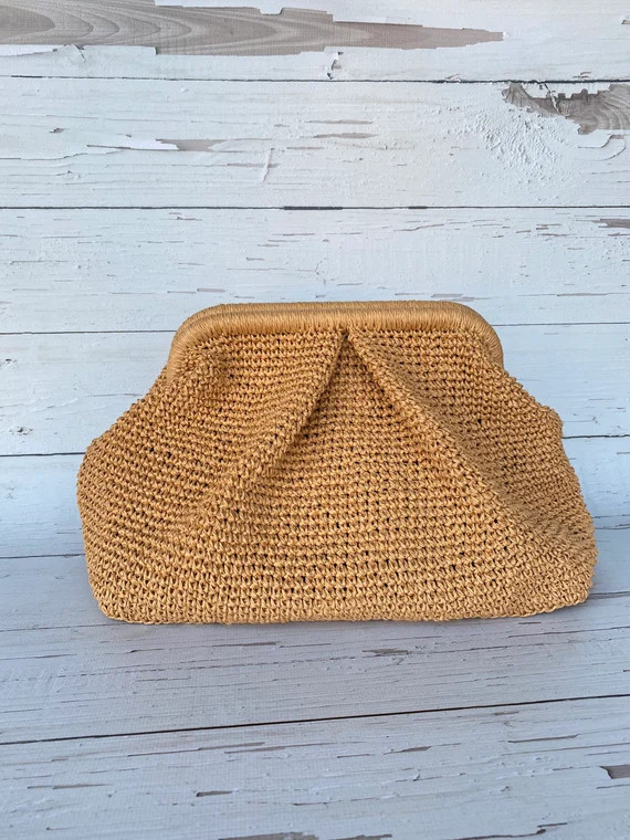 Womens Straw Summer Pouch Bag Raffia Cloud Bag Handmade | Etsy | Etsy (US)