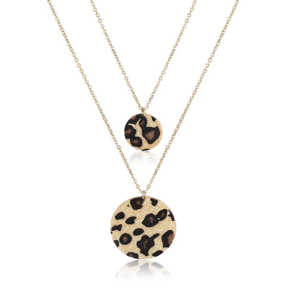 Long Necklaces for Women Double Layer Necklaces Y Shape Horsehair Disc Pendant Necklaces for Girl... | Amazon (US)