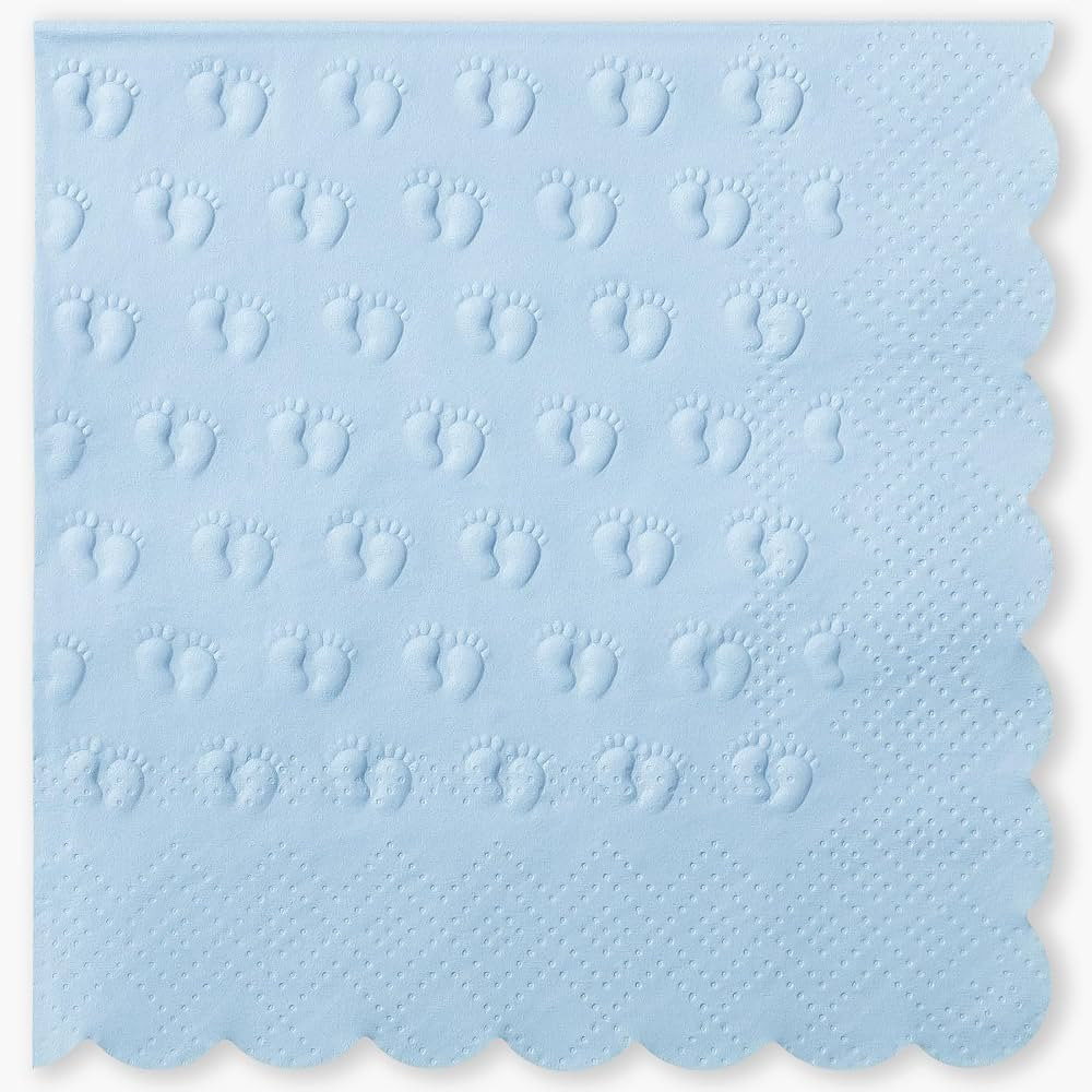 Crisky 3 Ply Baby Shower Napkins for Boy, 50 Pack Embossed Footprints Blue Napkins for Dusty Blue... | Amazon (US)