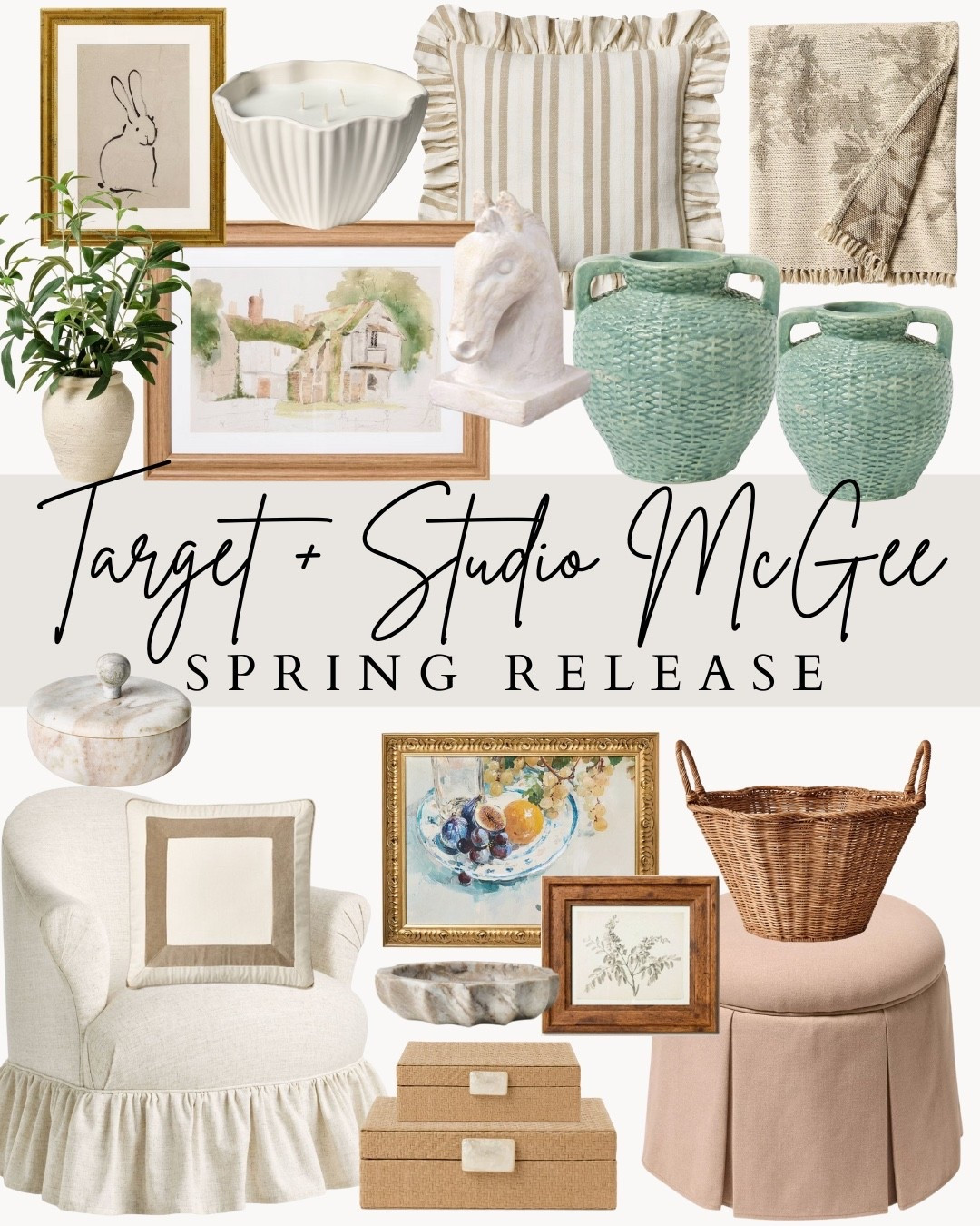 Affordable Spring Home Decor Finds from Target 🌿✨
Studio McGee’s new spring release is here and I am obsessed with these budget-friendly home decor pieces! If you’re refreshing your home for spring, these neutral textures, woven baskets, artisan vases, framed wall art, accent pillows, and classic furniture pieces are perfect for creating that cozy modern classic look without the splurge.

Think light + airy, soft patterns, layered neutrals, and timeless charm — all from Target and at such good prices. 💛

Shop my top picks below:
– Striped ruffle throw pillow
– Green woven vases
– Decorative horse head sculpture
– Botanical throw blanket
– Landscape art + framed still life art
– Slipcovered accent chair
– Round skirted ottoman
– Woven storage boxes
– Fluted white candle
– Marble lidded jar

Perfect for: spring decorating, entryway styling, living room refresh, shelf styling, neutral home decor, modern classic interiors, and anyone who loves that clean & timeless Studio McGee aesthetic.

Tap to shop every piece! 🌿✨


#LTKHome #LTKSeasonal #LTKSaleAlert