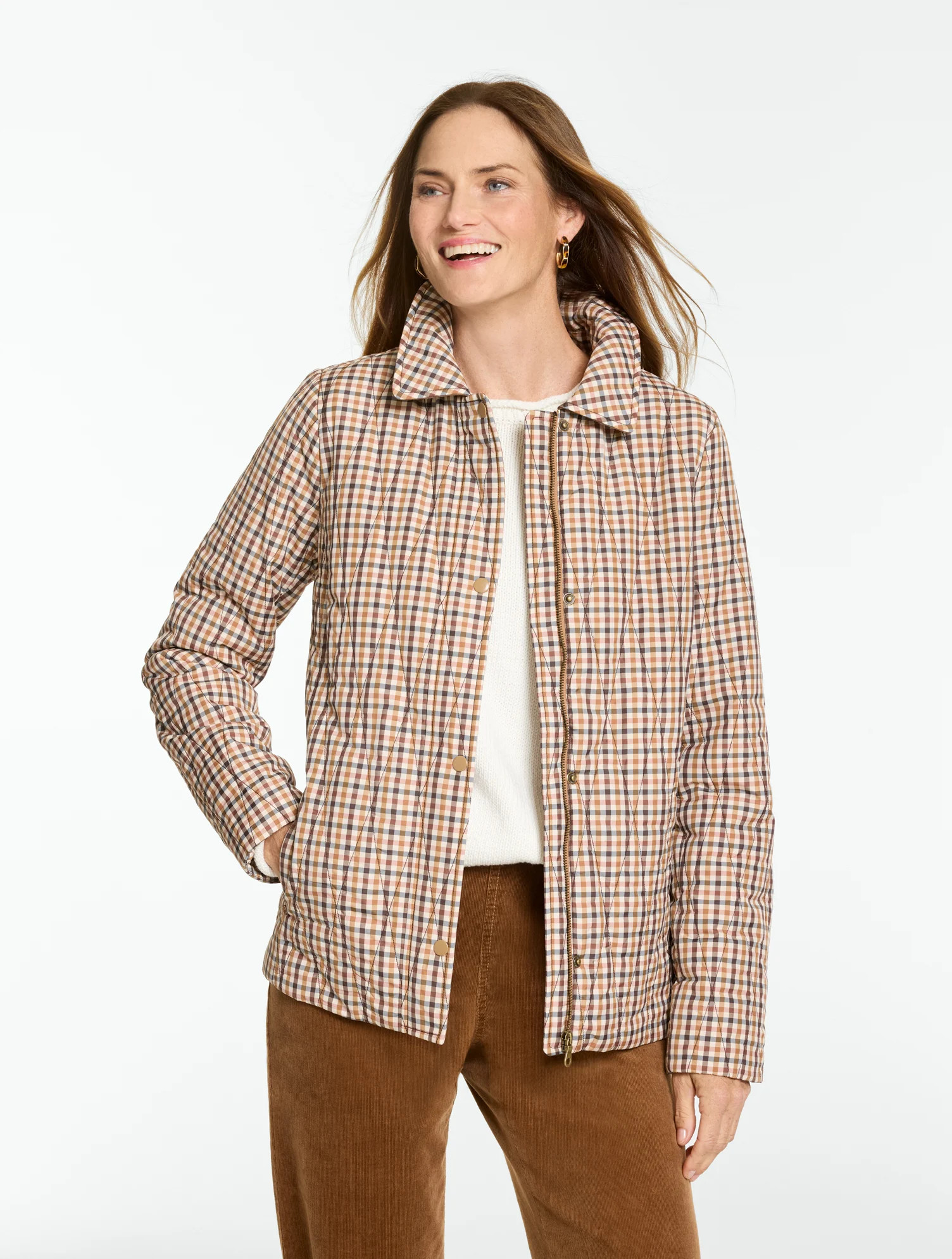 Petite - Quilted Jacket - Chelsea Plaid - Herbal Tea - Small Talbots | Talbots