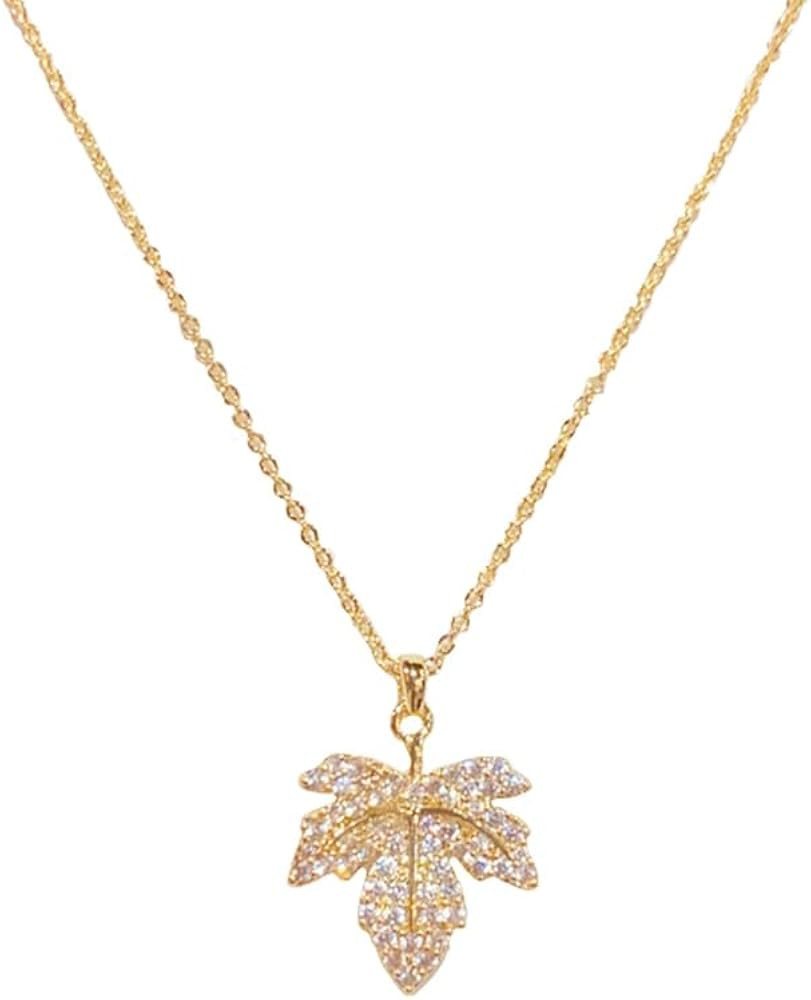 OIDIMS Crystal Autumn Maple Leaf Necklace for Women Elegant Cubic Zirconia Canadian Leaves Pendan... | Amazon (US)