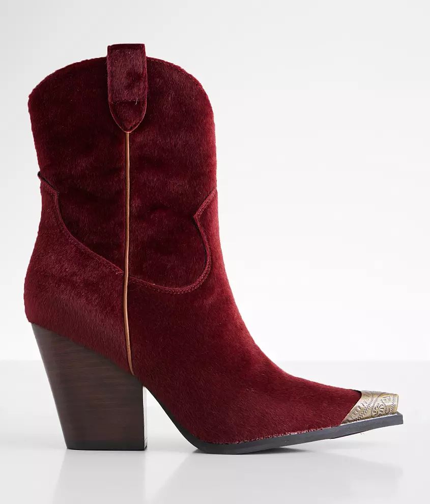 Faux Fur Western Ankle Boot | Buckle