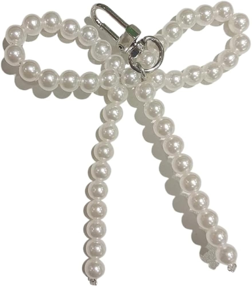 Silver Heart Pearl Bow Keychain Y2k Bowknot Keyring Sweet Bag Car Keys Charms Accessories for Wom... | Amazon (US)