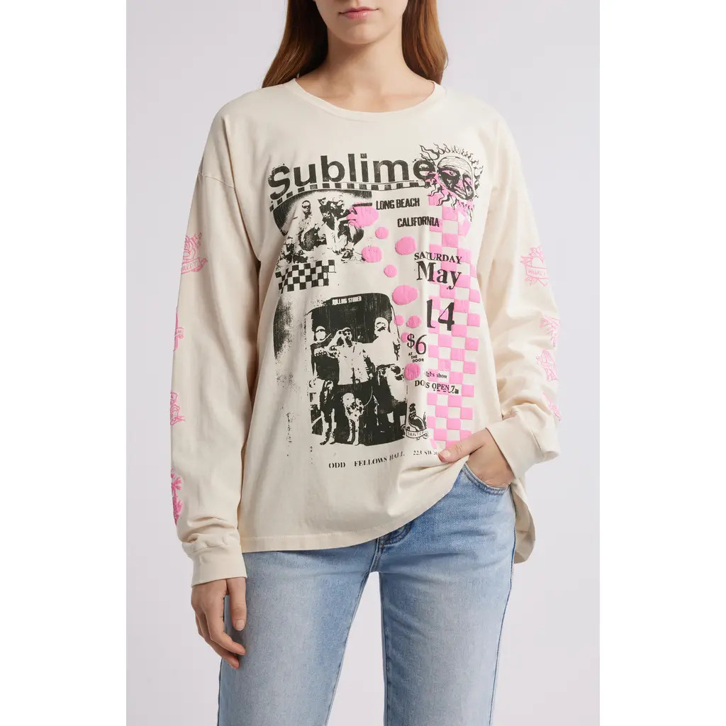 Daydreamer Sublime Long Sleeve Graphic T-Shirt in Dirty White at Nordstrom, Size Medium | Nordstrom