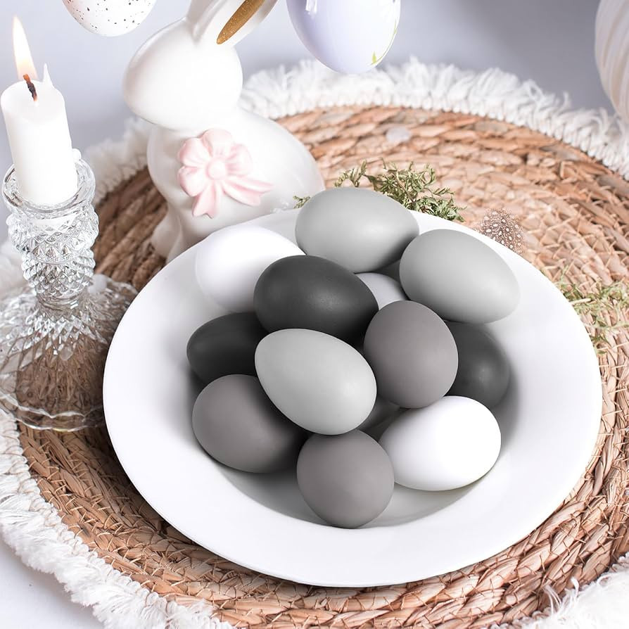 Gejoy 24 Pcs Neutral Easter Eggs Plastic Fake Chicken Eggs 2.36 Inch Vintage Boho Easter Decor Pa... | Amazon (US)