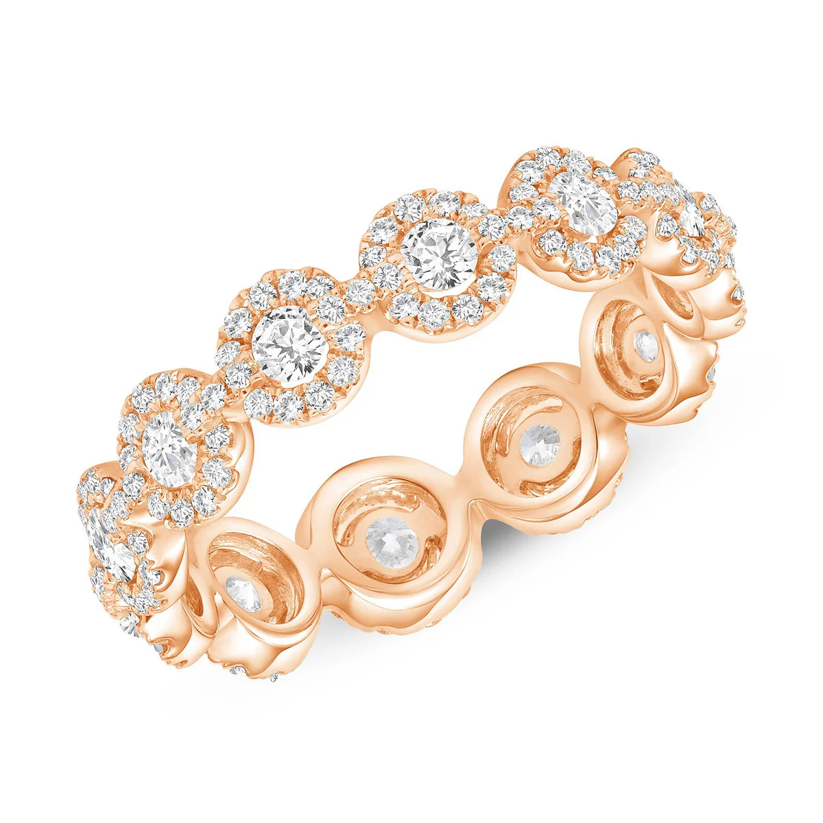 Round Halo Style Stackable Eternity Band | Happy Jewelers