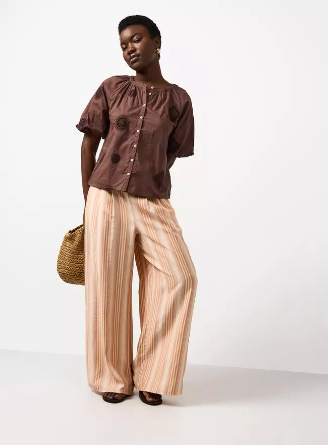 Buy Light Orange Stripe Wide Leg Trousers 22 | Trousers | Tu | Tu Clothing