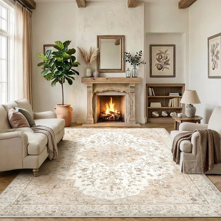 CHITOOMA 6'x9' Boho Area Rugs for Living Room, Machine Washable Stain Resistant Non-Shed Carpet, ... | Walmart (US)