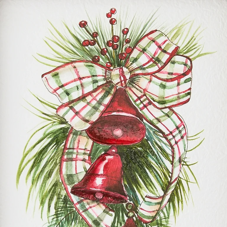 Bells and Greenery Framed Traditional Christmas Wall Art, 9" x 12", by Holiday Time | Walmart (US)