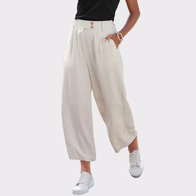 Women's Wide Leg Linen Pants - LASCANA - Sand Solid 2 | Target