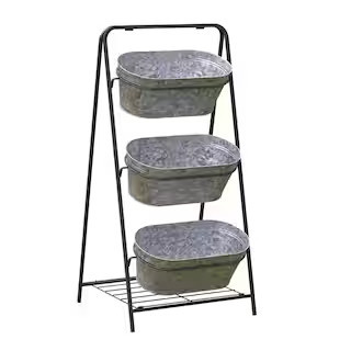 20.87 in. x 18.9 in. x 43.23 in. 3-Tiered Metal Washtub Garden Planter | The Home Depot