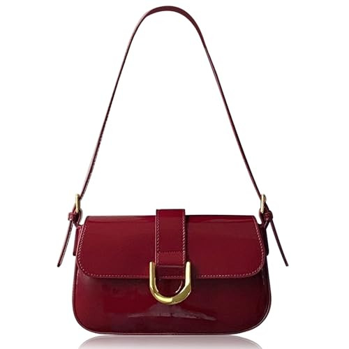 Red Purse for Women, Adjustable Y2k Red Shoulder Bag with Zipper Red Shoulder Purse Retro Trendy Red Leather PurseSatchels | Amazon (US)