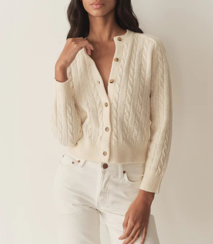 D�?EN Penrose Cardigan -- Sea Salt - Size - M Cotton Button Up Fitted | DOEN