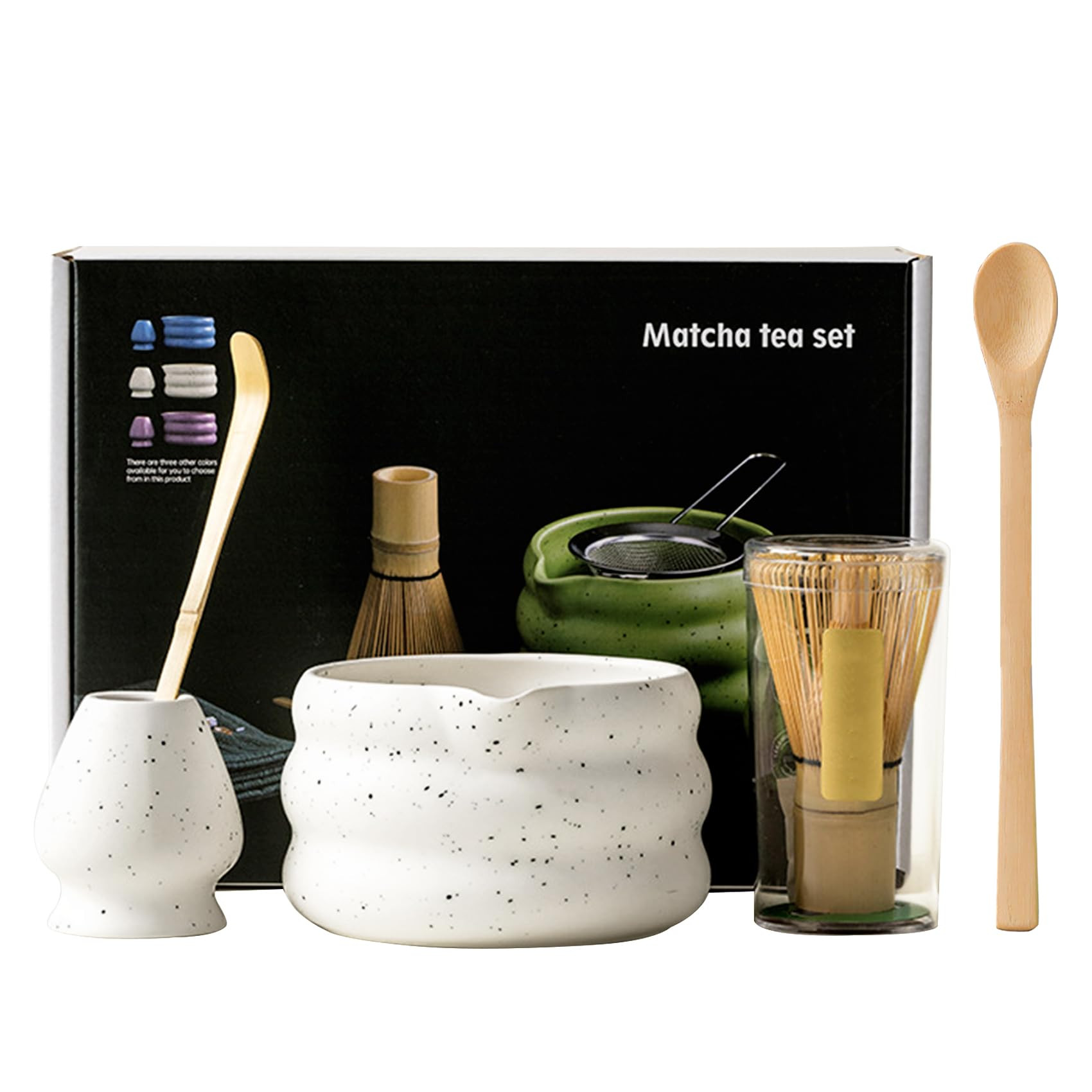 Matcha Tea Set with Whisk and Bowl, Matcha Whisk and Ceramic Whisk Holder Set of 5 Matcha Kit for... | Amazon (UK)