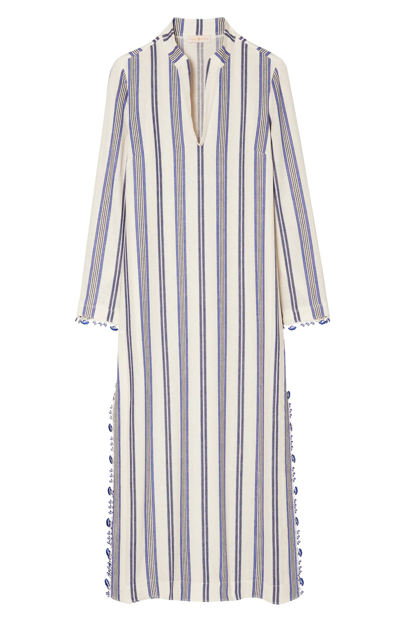 Stephanie Stripe Linen Blend Beach Caftan | Nordstrom