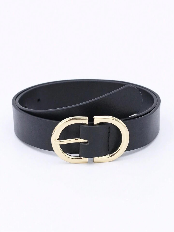 1pc Women's Fashionable Belt With Gold Buckle, Crocodile Texture & Stone Pattern Pu Decoration, S... | SHEIN