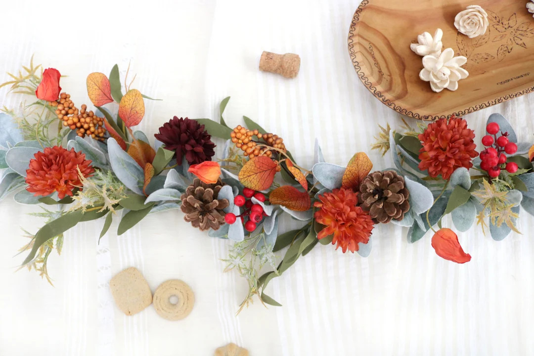 Fall Garland for Mantle | Handmade Country Farmhouse Fireplace Mantel Garland Autumn Table Center... | Etsy (US)