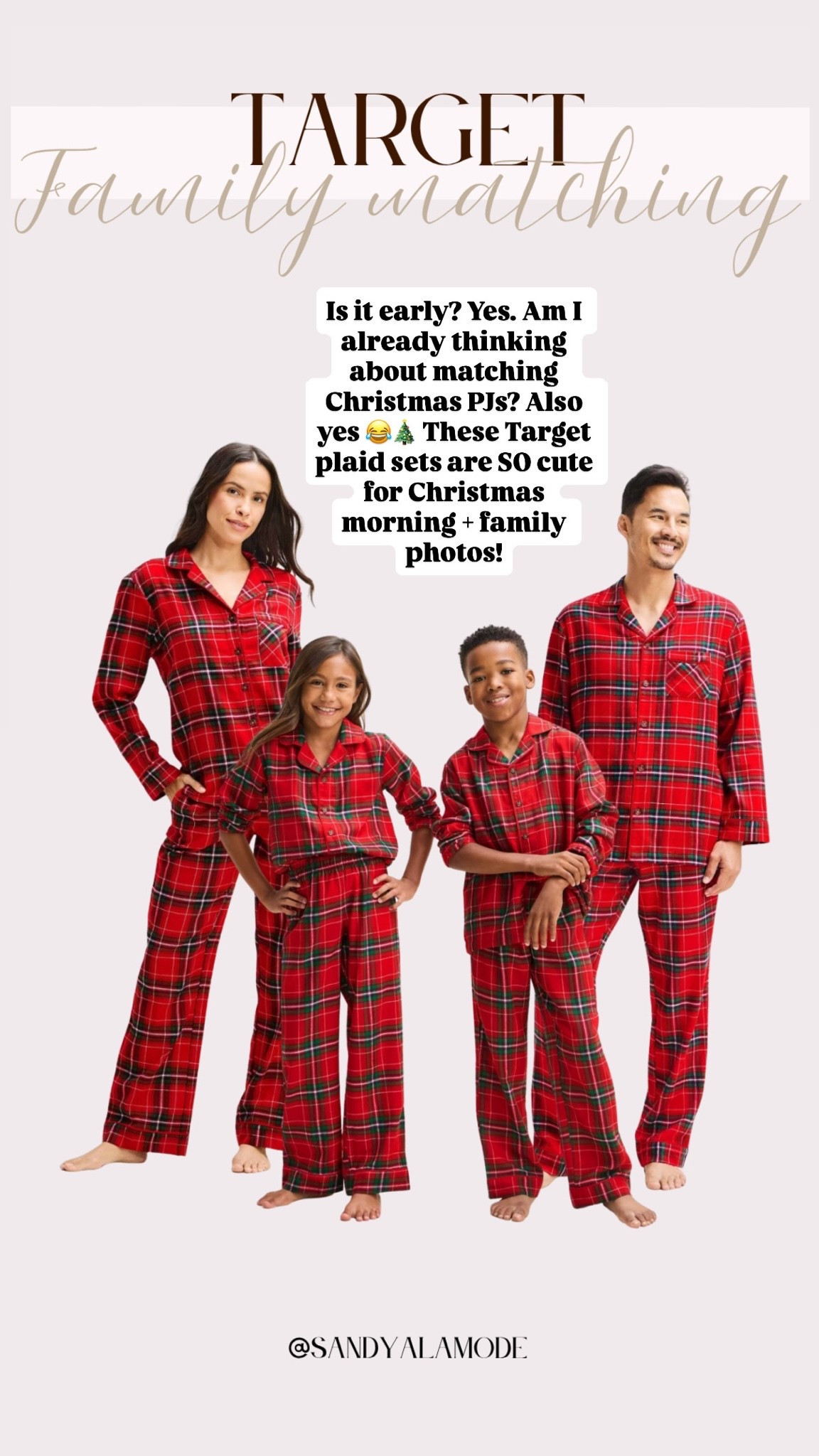 Already thinking about matching Christmas pajamas? Same 😂🎄 These Target red plaid sets are SO cute for the whole family! Perfect for Christmas morning, holiday photos + Christmas Eve movie nights. ❤️
@Target
Matching family pajamas / Target Christmas pajamas / holiday pajamas / red plaid PJs / family Christmas photos