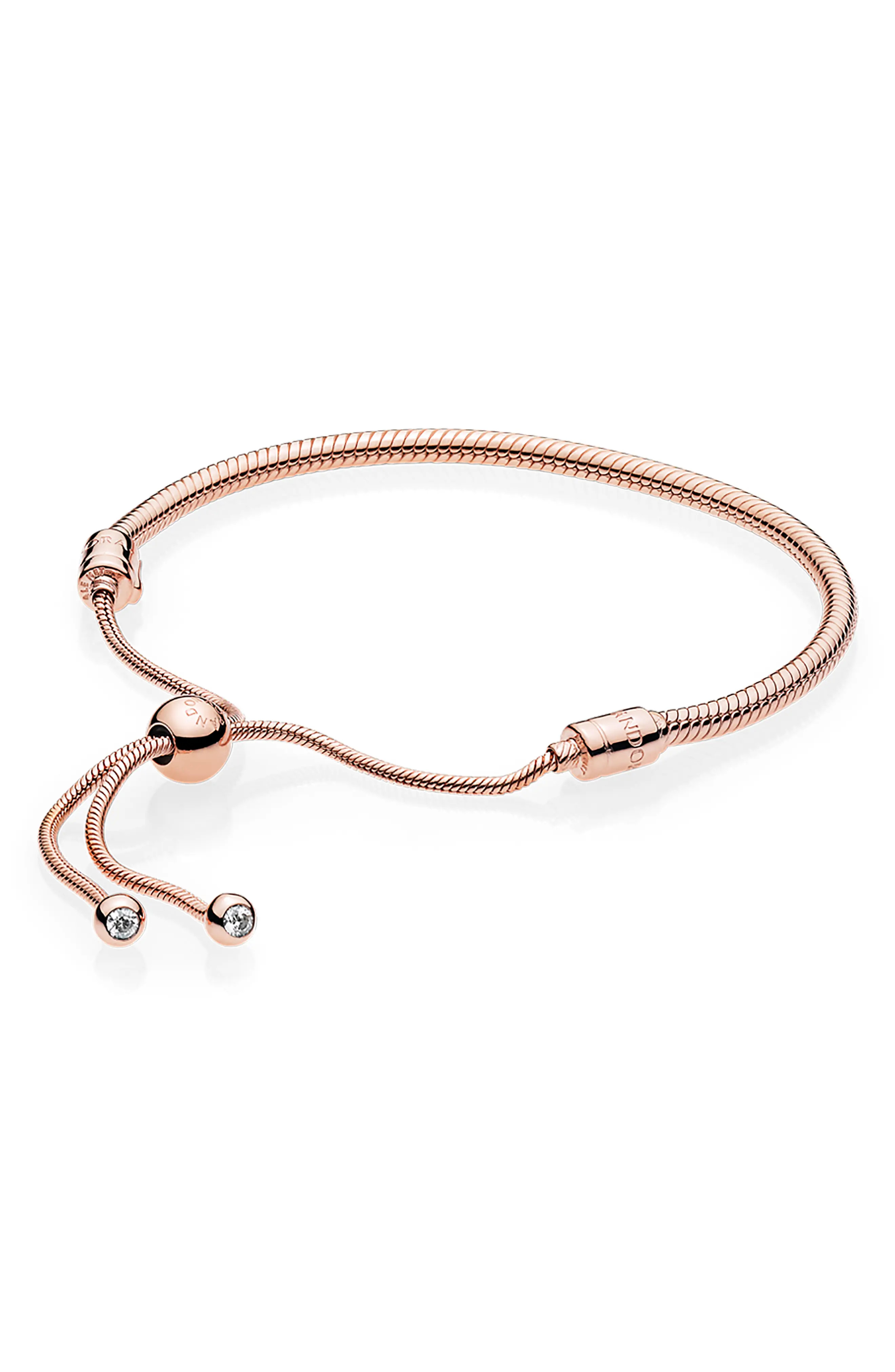 PANDORA Rose Slider Charm Bracelet in Clear at Nordstrom, Size 11 In | Nordstrom