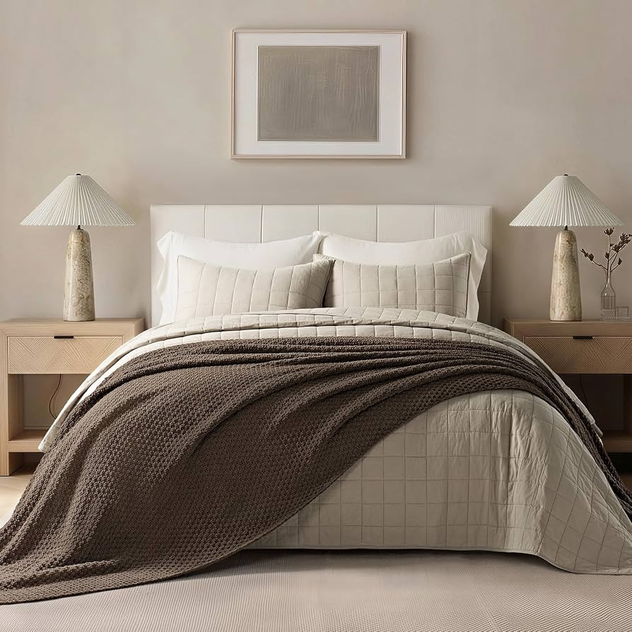 EVERGRACEHOME Chunky Chenille Knit Throw Blanket, 90 x 90, Cocoa Brown | Amazon (US)