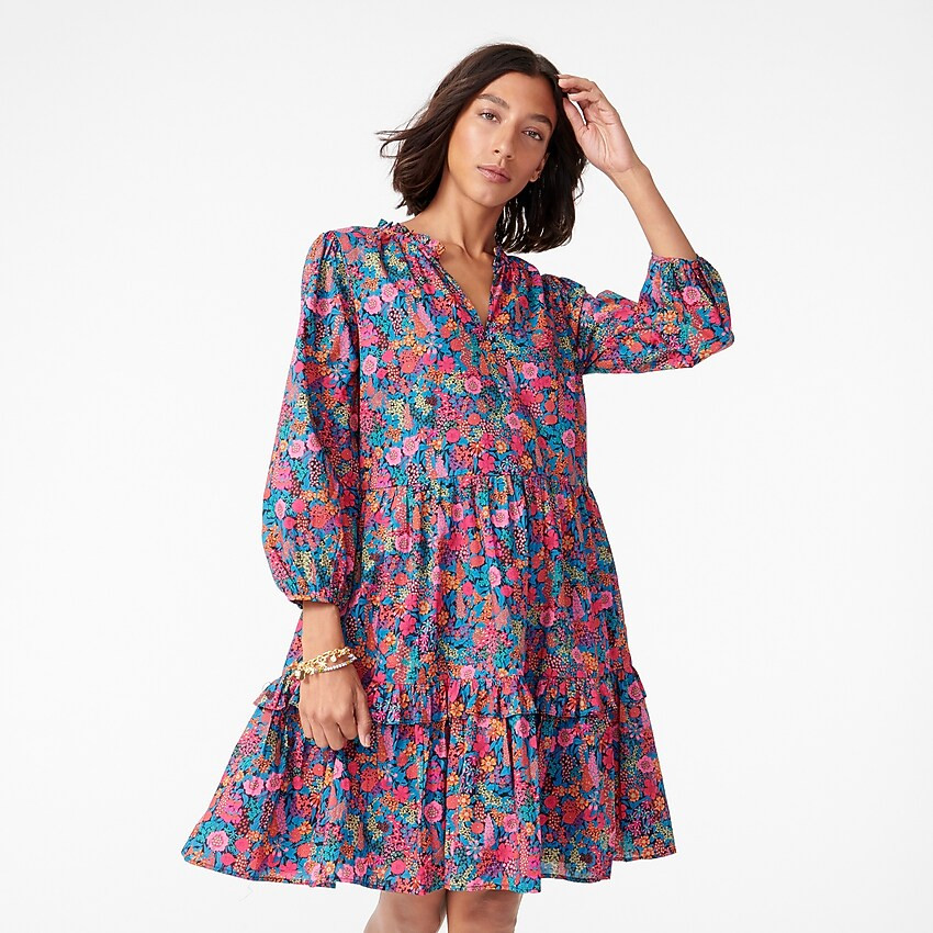 Ruffleneck tiered popover dress in Liberty® Ciara print | J. Crew US