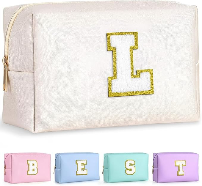 Personalized Birthday Gifts for Women, Preppy Patch Makeup Bag, Chenille Letter Pouch Cosmetic Ba... | Amazon (US)